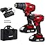 FORTE Cordless Drill Combo Kit - 20V Max Drill Driver and Impact Driver Cordless Power Tool Set with 2Pcs Lithium-Ion Batteri