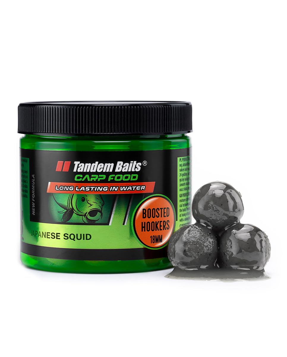 Tandem Baits Carp Food Boosted Hookers Japanese Squid | Carp Fishing Hookbaits | Carp Fishing Bait | Carp Bait | Carp Fishing Accessories for Monster Fish 18mm 300g