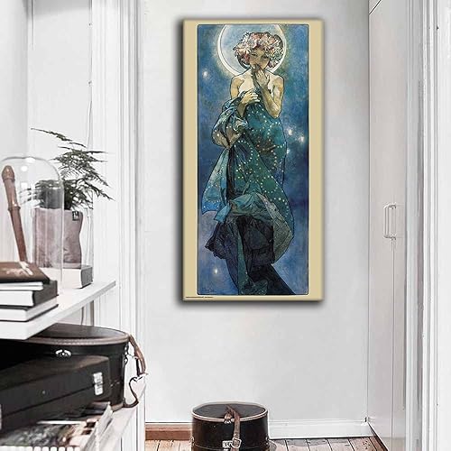 Miniatura 4 de Alphonse Mucha - Arte de pared con diseño de la luna de Alphonse Mucha - Póster artístico para mujer, pintura clásica famosa, retrato vintage para