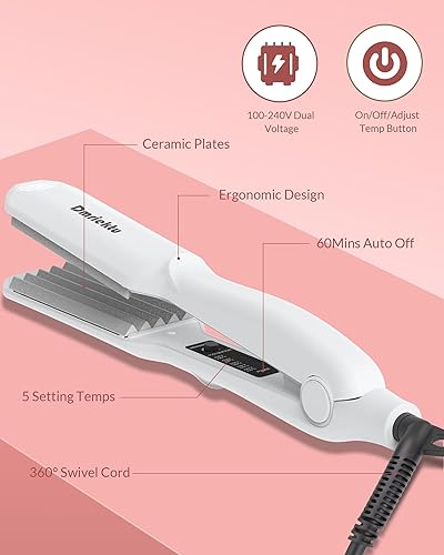Miniatura 5 de Dmriektu - Crimpadora de cabello para mujer, para dar volumen, peinado esponjoso, plancha de pelo con herramientas de peinado de cerámica para