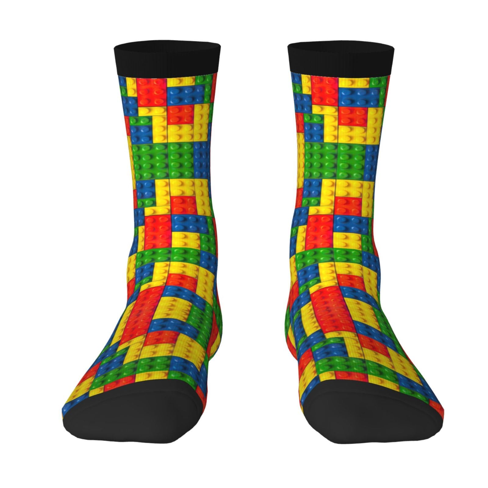 JEJEA Colorful Brick print Socks For Men and Women Men's Moisture Control Crew Socks Gifts For Golf, Hunting, Camping