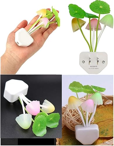 Miniatura 3 de AUSAYE - Lámpara nocturna enchufable, luces LED de estilo hoja de loto en forma de hongo para niños, adultos, dormitorio, baño, pasillo, escaleras,
