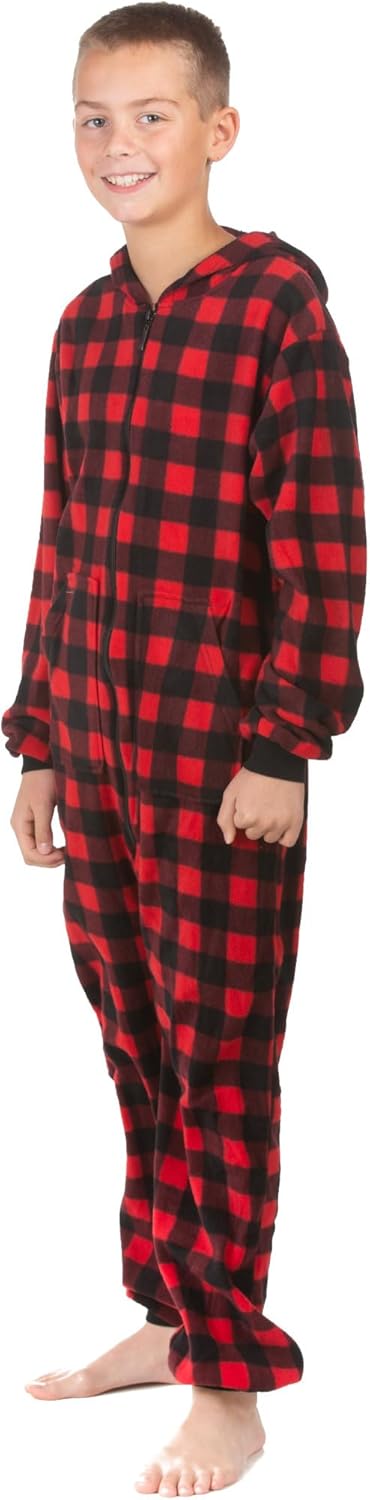 Hoodie Onesie Jumpsuit Pajama in Micro Polar Fleece for Boys & Girls One Piece Prints - Image 2
