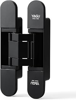 6.5 inch Hidden Door Hinge 3 Way Adjustable Invisible Hinges for Doors Zinc Alloy Secret Door Hinges Concealed Door Butt Hinge 180 Degree Swing Black Door Hinge 1PC