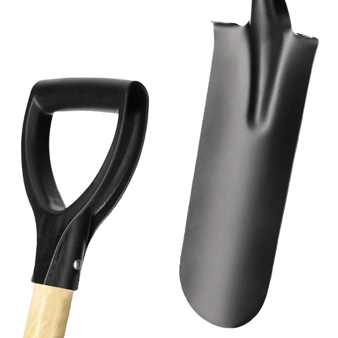 KADAX Bêche de Jardin Avec Poignée en D - Pelle de Drainage en Acier Avec Manche en Bois Pour Creuser des Trous, Planter des Arbres et Arbustes (120 cm)
