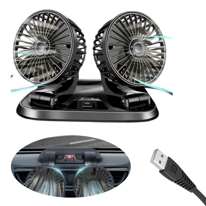 Drumstone ( 15 YEARS WARRANTY LIMITED CAR FAN,USB Portable Fan for Car with 3 Speed,360 Degree Rotatable Dual Head Fan,Strong Wind Electric for Dashboard Suv Rv Tuck Boat Home Office(Multicolor) (B0CYGVKW2J) Amazon Price History, Amazon Price Tracker