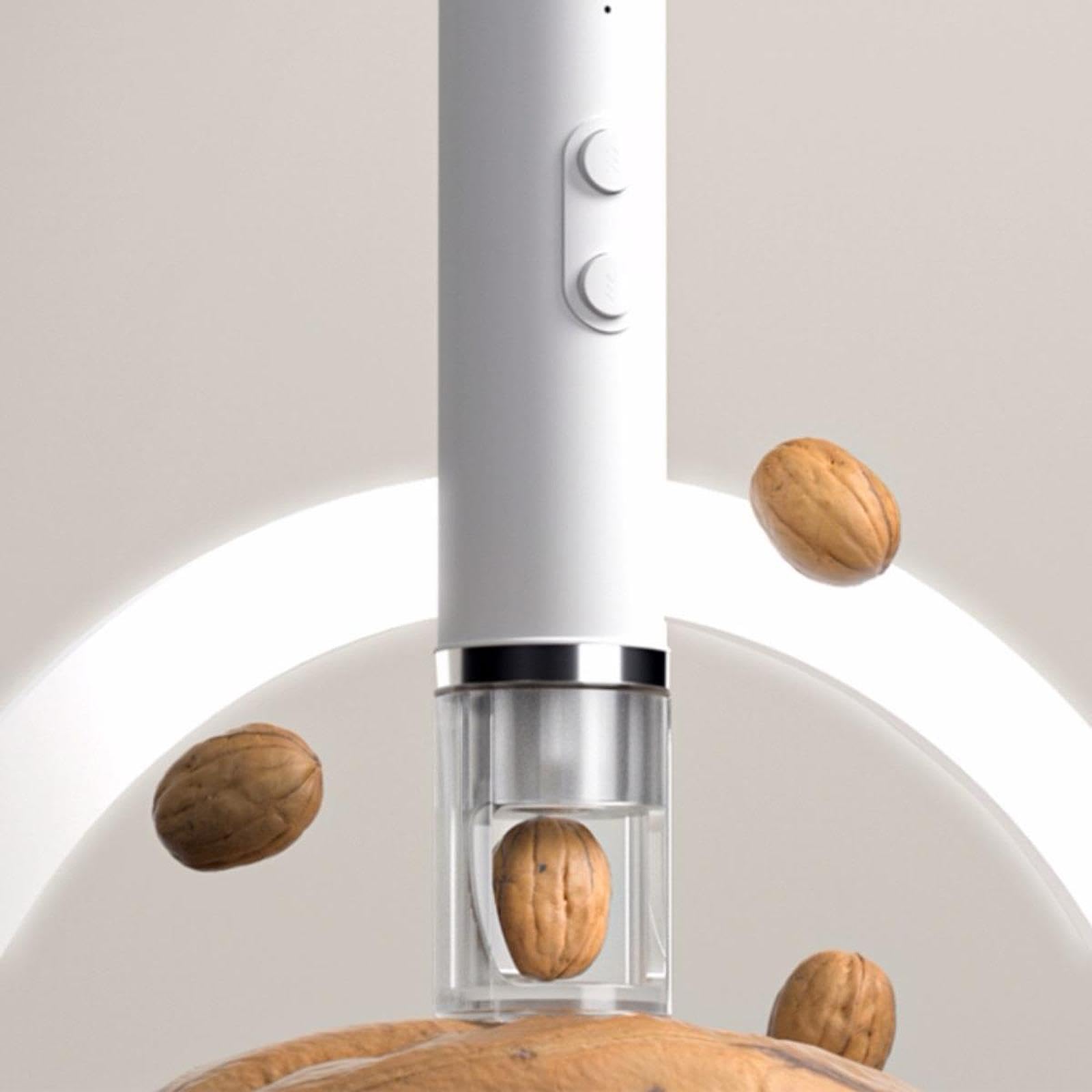 Cascanueces Eléctrico Multifuncional con USB para Avellanas, Pelador Eléctrico de Frutos Secos, Abridor de Piñones y Nueces Pecanas, Blanco, Individual