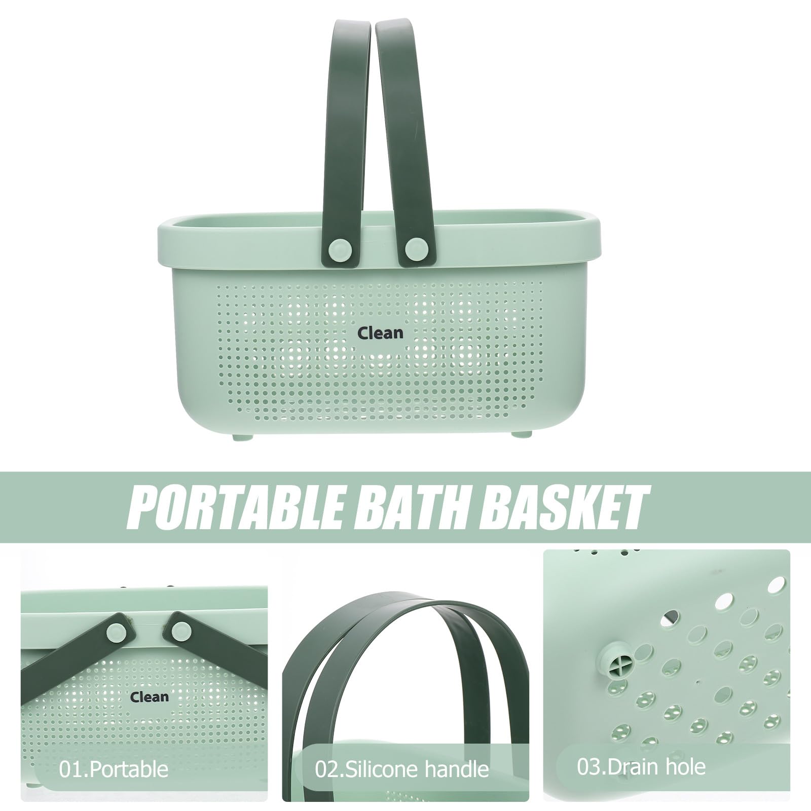 Cestino da Bagno Portatile Grande Capacità Manici in Silicone Design Scavato Organizer per Doccia e Cosmetici