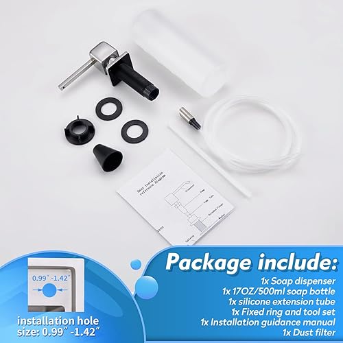 Miniatura 6 de CREA Dispensador de jabón de cocina, dispensador de jabón cromado para fregadero de cocina, dispensador de jabón integrado para baño con tubo de 39