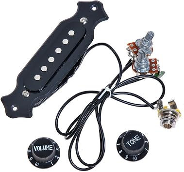 TraderPlus 1 sets Pre-wired 6-string Cigar Box Guitar Pickup with Volume & Tone for Electric Guitar Black