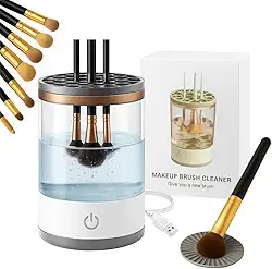 Limpador de Pincéis de Maquiagem Elétrico Automático USB – Lava e Seca Rápido, Portátil e Recarregável, Kit Higienizador Profissional para Todos os Tipos e Tamanhos de Pincéis de Maquiagem