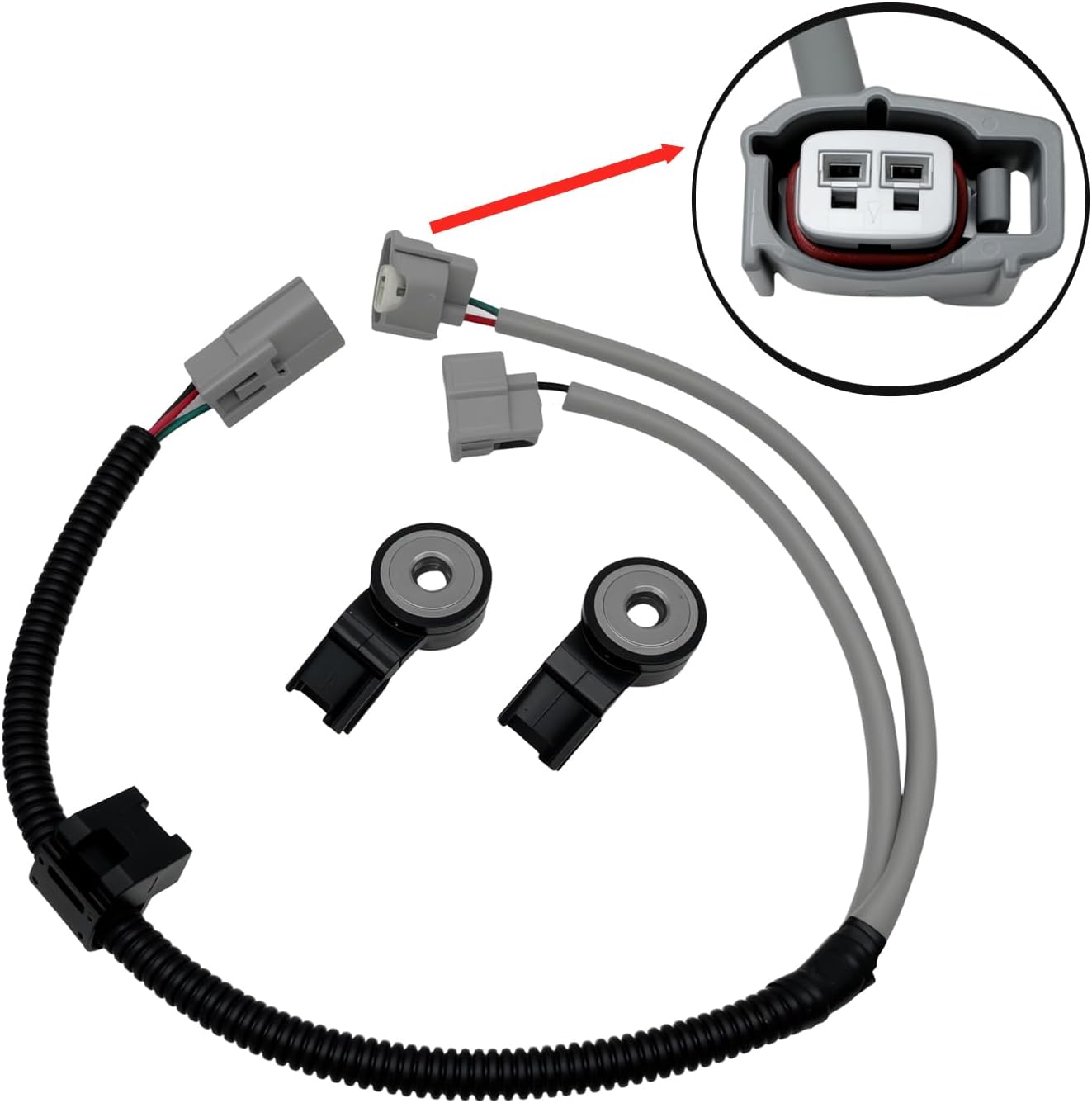 2Pcs Knock Sensor and Harness Kit 89615-06010 Compatible with ES330 GS430 GX470 IS250 IS350 4Runner Avalon Camry Corolla Highlander Matrix Prius RAV4 Solara Tacoma Tundra Venza Yaris