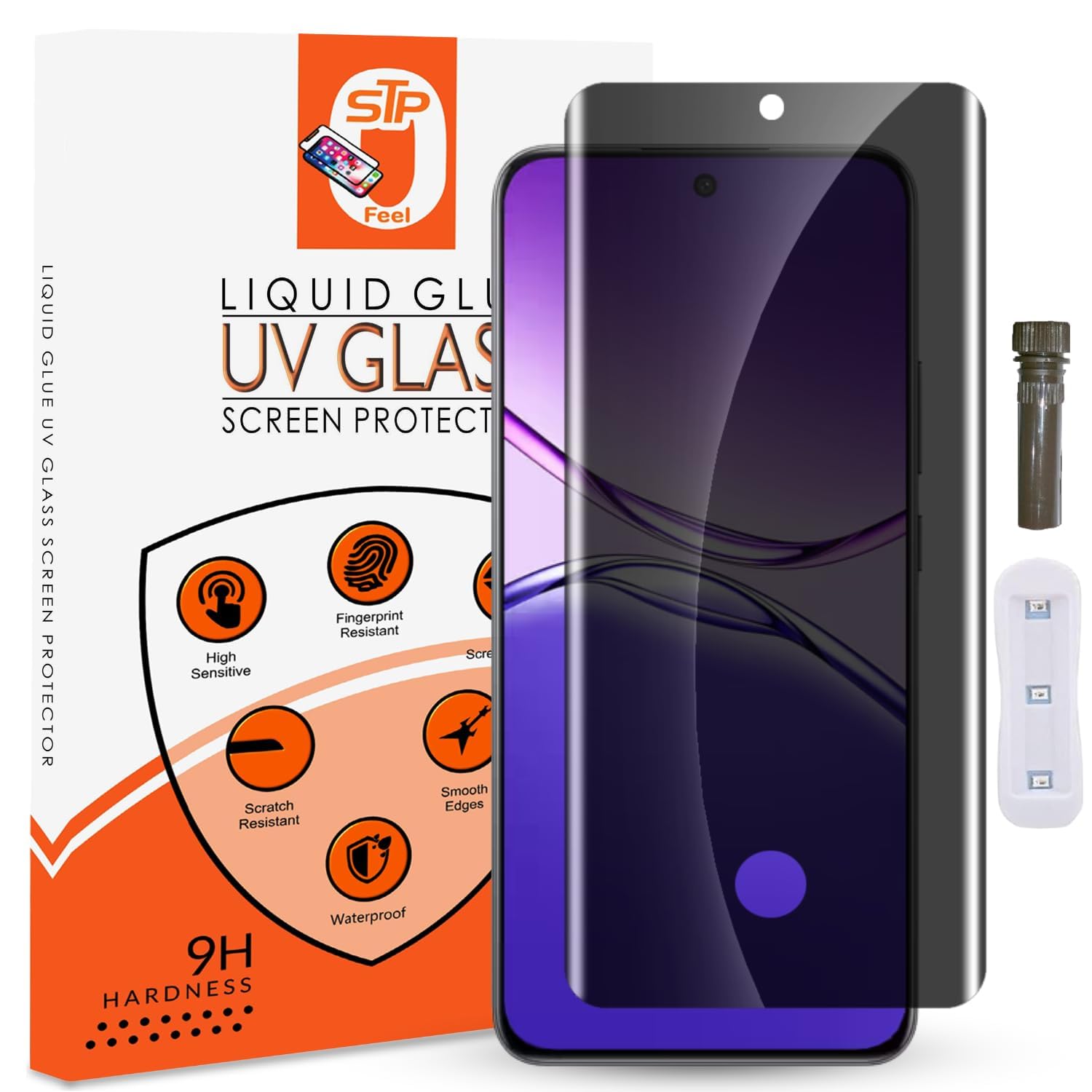 STP FEEL® Advanced UV Privacy Tempered Glass Screen Protector Guard Compatible For Realme P3 Pro 5G (6.78 Inch, Pack of 1) Full Edge to Edge Coverage Anti-Spy/Anti-Peeping 9H Hardness