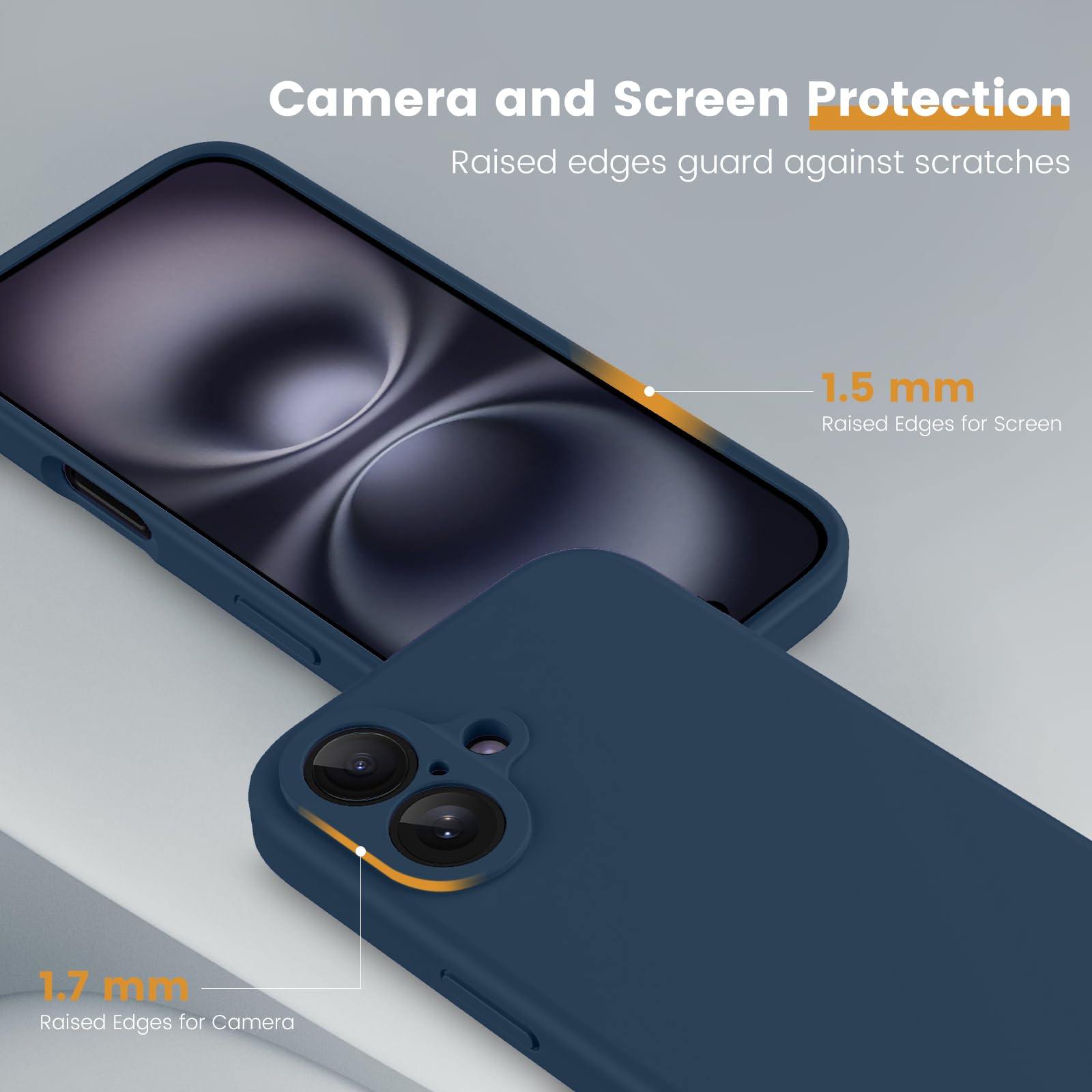 CALOOP IPhone 16 Plus Hülle – Slim-Fit, Flüssigsilikon Mit Hartem Rahmen, Stoßfest & Kratzfest – Kompatibel Mit Kabellosem Laden