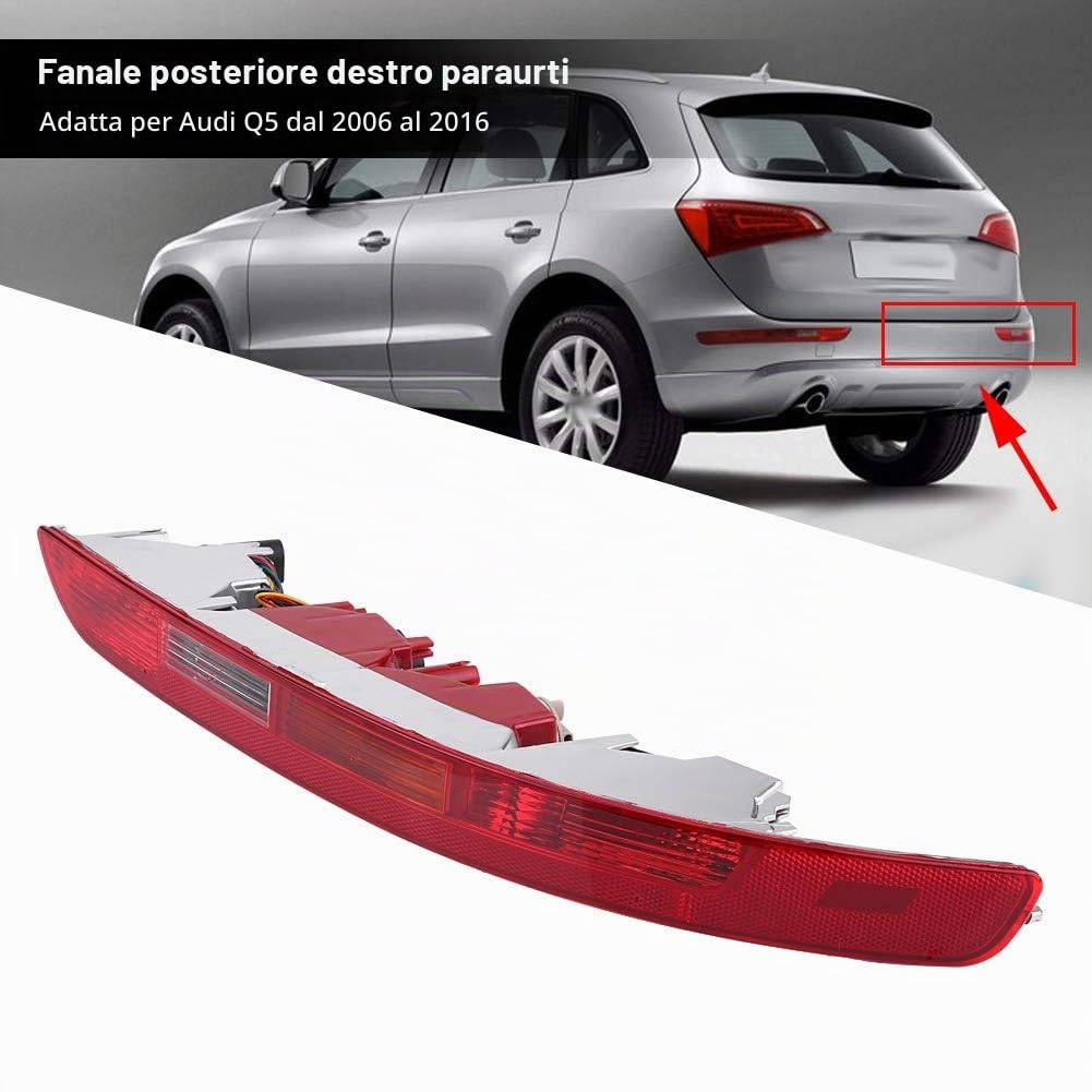 EBTOOLS per Audi Q5 Luce Paraurti Posteriore, per Audi Q5 Posteriore Lato Destro Paraurti Inferiore Rosso Retromarcia Fanale Posteriore Fendinebbia per Q5 2006-2016 per Audi Q5 Fanale Posteriore