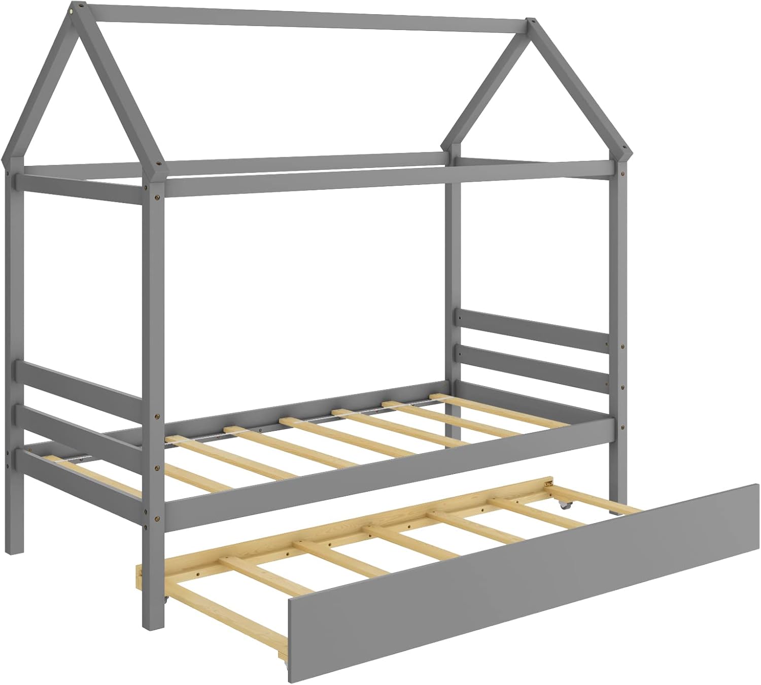 Giantex Twin House Bed with trundle fully extended