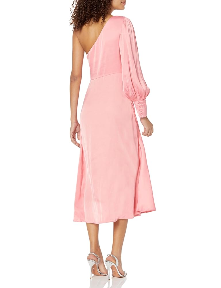 Moon River Women's ONE Shoulder Tassle TIE MIDI Dress, Pink