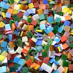 Lanyani 800 Pieces Mosaic Tiles Stained Glass - Assorted Colors for Art Craft and Home Decorations - 500g/1.1lb