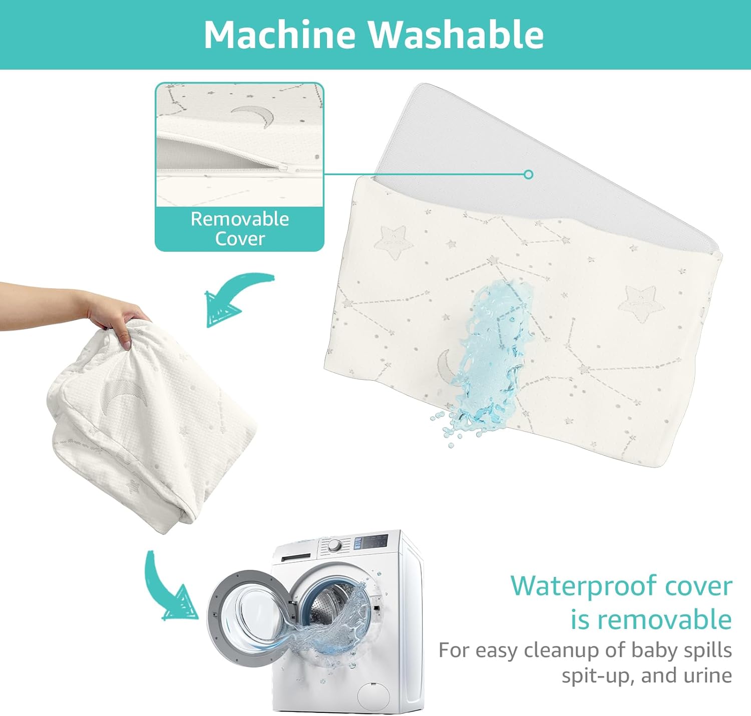 YENING Bamboo Pack and Play Mattress Pad Breathable 38x26 Waterproof Baby Mattress for Pack N Play Matress Topper Waterproof with Strap