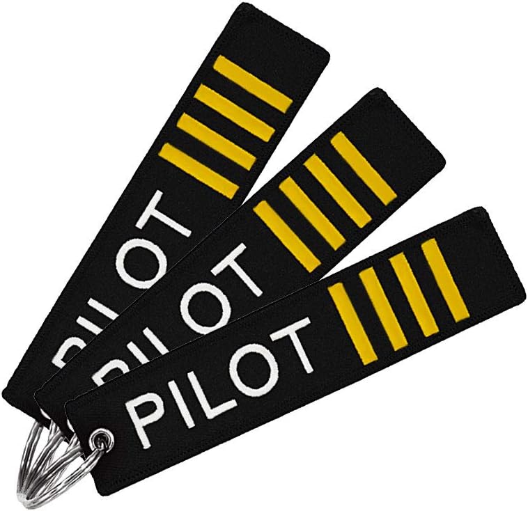 Pilot Keychain Tag with Key Ring, 3 Pack Flag Keychain for Motorcycles, Scooters, Cars, Gifts and more-Pilot