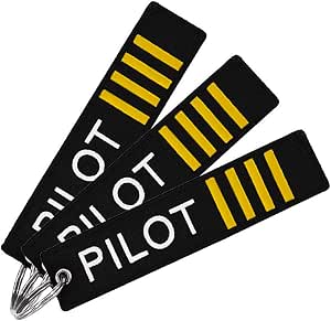 Pilot Keychain Tag with Key Ring, 3 Pack Flag Keychain for Motorcycles, Scooters, Cars