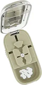 Cortador de comprimidos portátil com lâminas de aço inoxidável e compartimento de armazenamento, metades/terço/quarto, divisor para uso diário em viagens (verde menta)