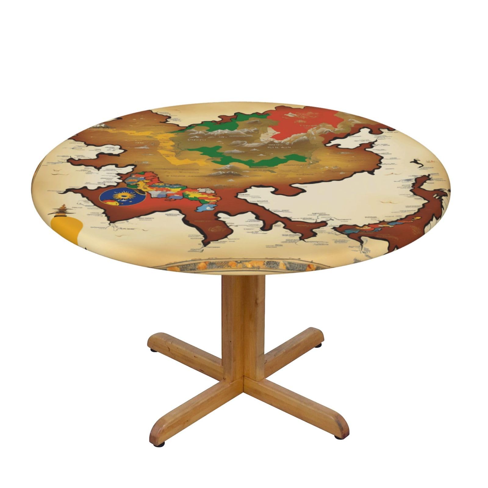DUWAA Kingdom Of Bhutan Map03 Print Oxford Fitted Table Cover For Patio Picnic, Waterproof Round Tablecloth For Home And Outdoor