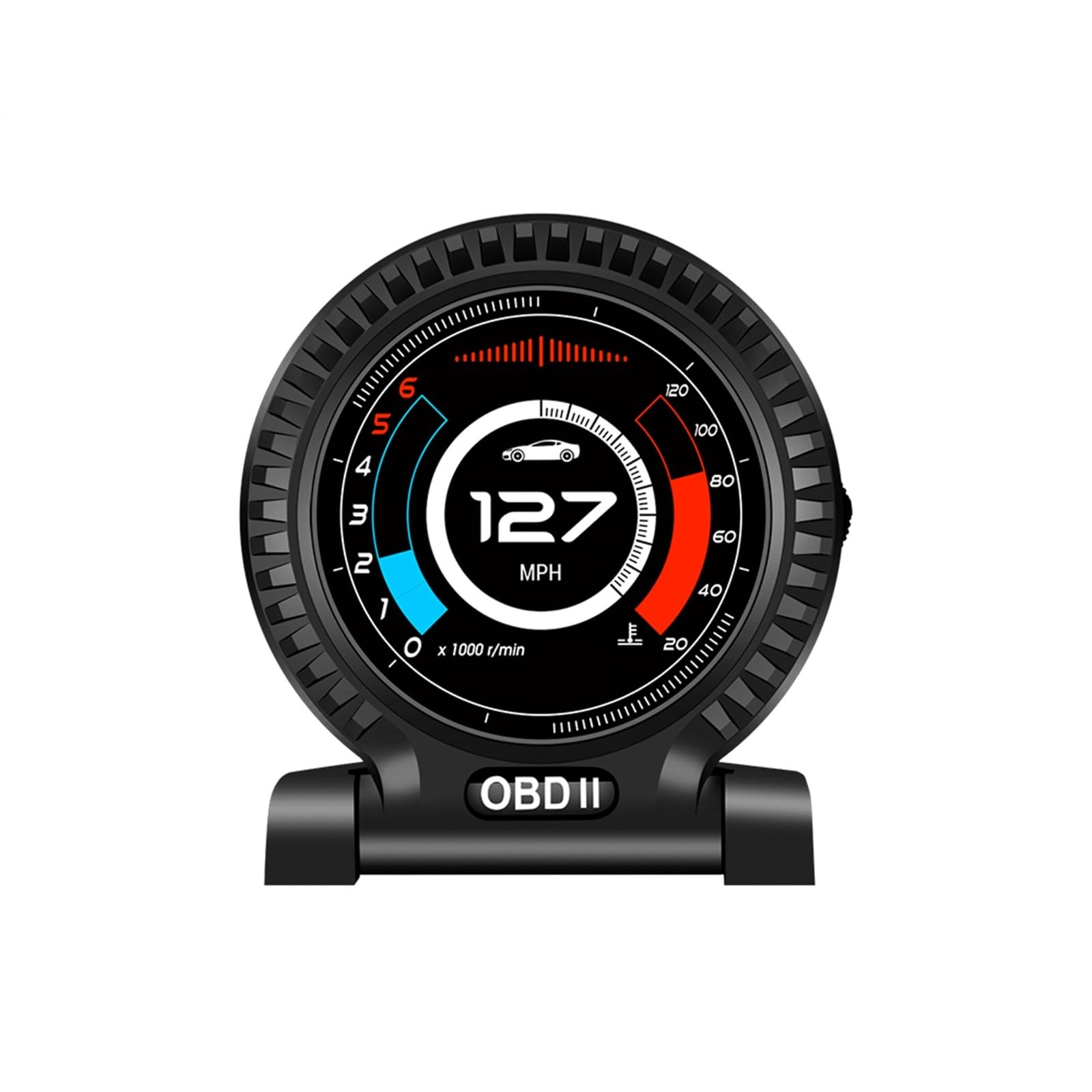 Pantalla Frontal HUD OBD2 for Coche con múltiples Indicadores for Velocidad, RPM, Voltaje, ODO y Reloj(Black)