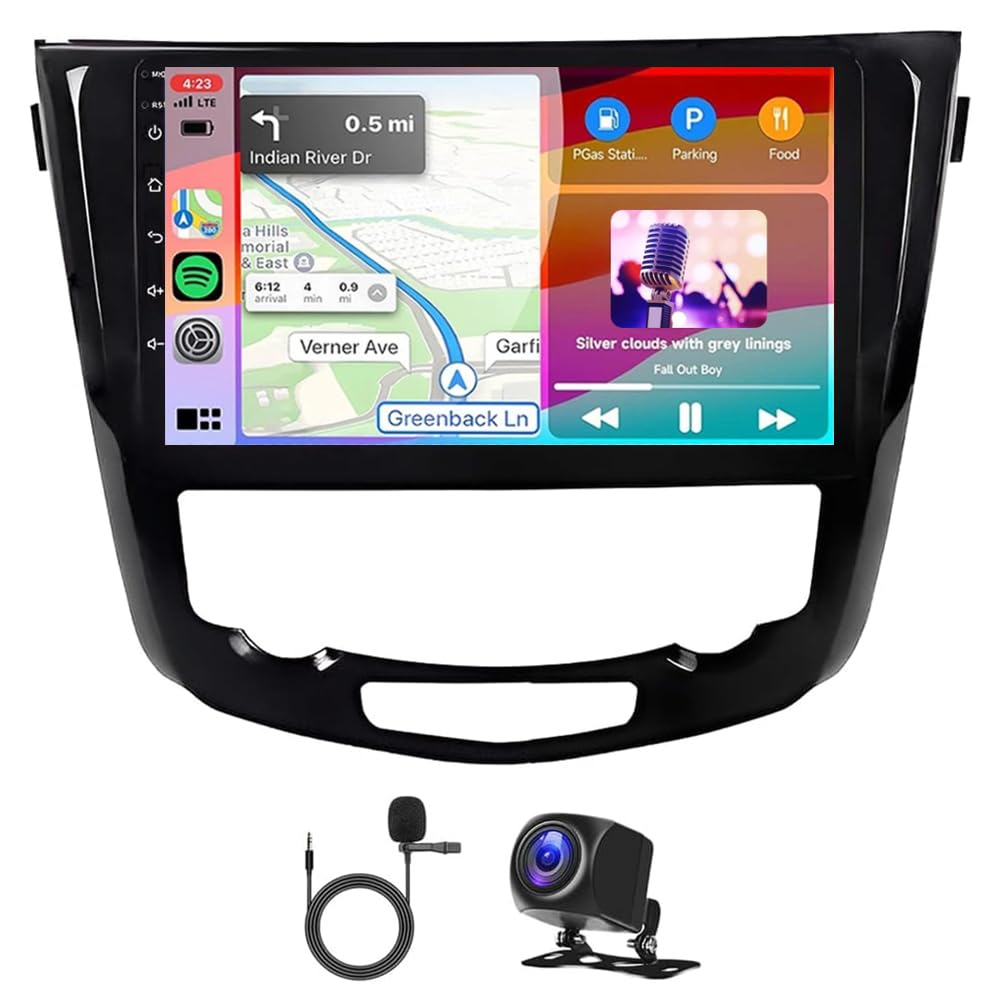 4+64G Android 14 Autoradio pour Nissan X-Trail Qashqai 2013-2017 GPS avec Wireless Carplay Android Auto Radio Dab 10 Pouces Radio Double DIN Bluetooth WiFi FM SWC caméra de recul RDS