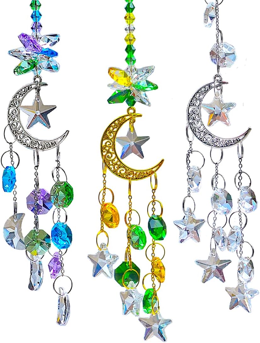 Hanging Moon Star Crystal Suncatchers Review: Best Rainbow Prisms for Garden Windows & Porches