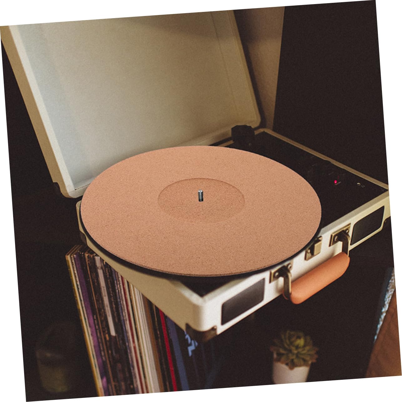 VANZACK 2pcs Cork Turntable Mats Static Vinyl Recorder Slipmats Lightweight Comfortable Record Player Accessories Enhance Sound Quality Easy Installation