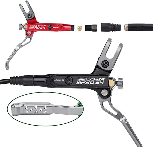 Miniatura 6 de JFOYH Juego de frenos de disco hidráulico E4 MTB de 4 pistones mejorados con pastillas de metal de refrigeración para bicicleta de montaña