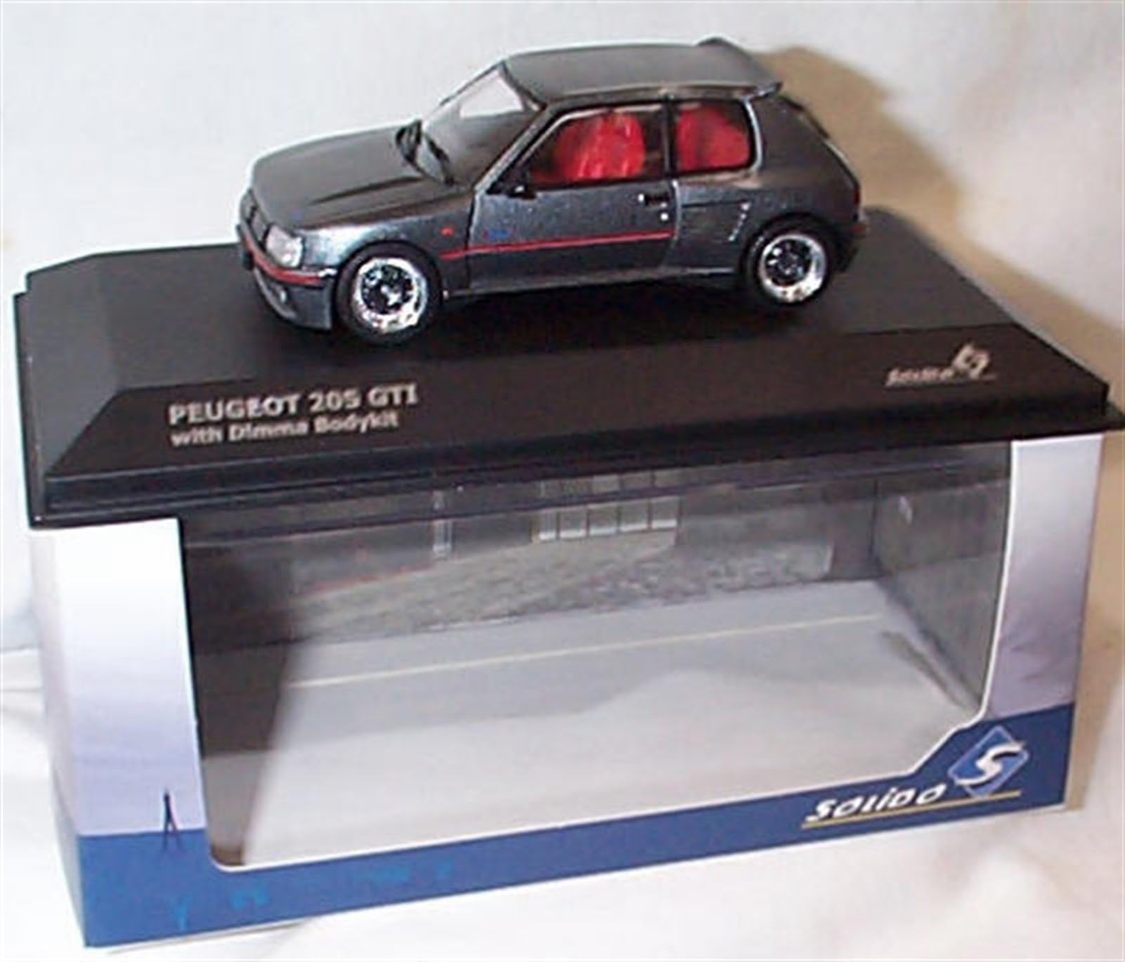 Solido PEUGE0T 205 GTI with Dimma Body kit Metalic Grey vehicle 1:43 scale diecast model