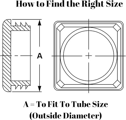 Miniatura 7 de Paquete de 10: (1.75 pulgadas (1-3/4 pulgadas), tapón cuadrado de plástico, tapa de extremo de tubo (14-20 G) para longitud interior de 1.59 a 1.68