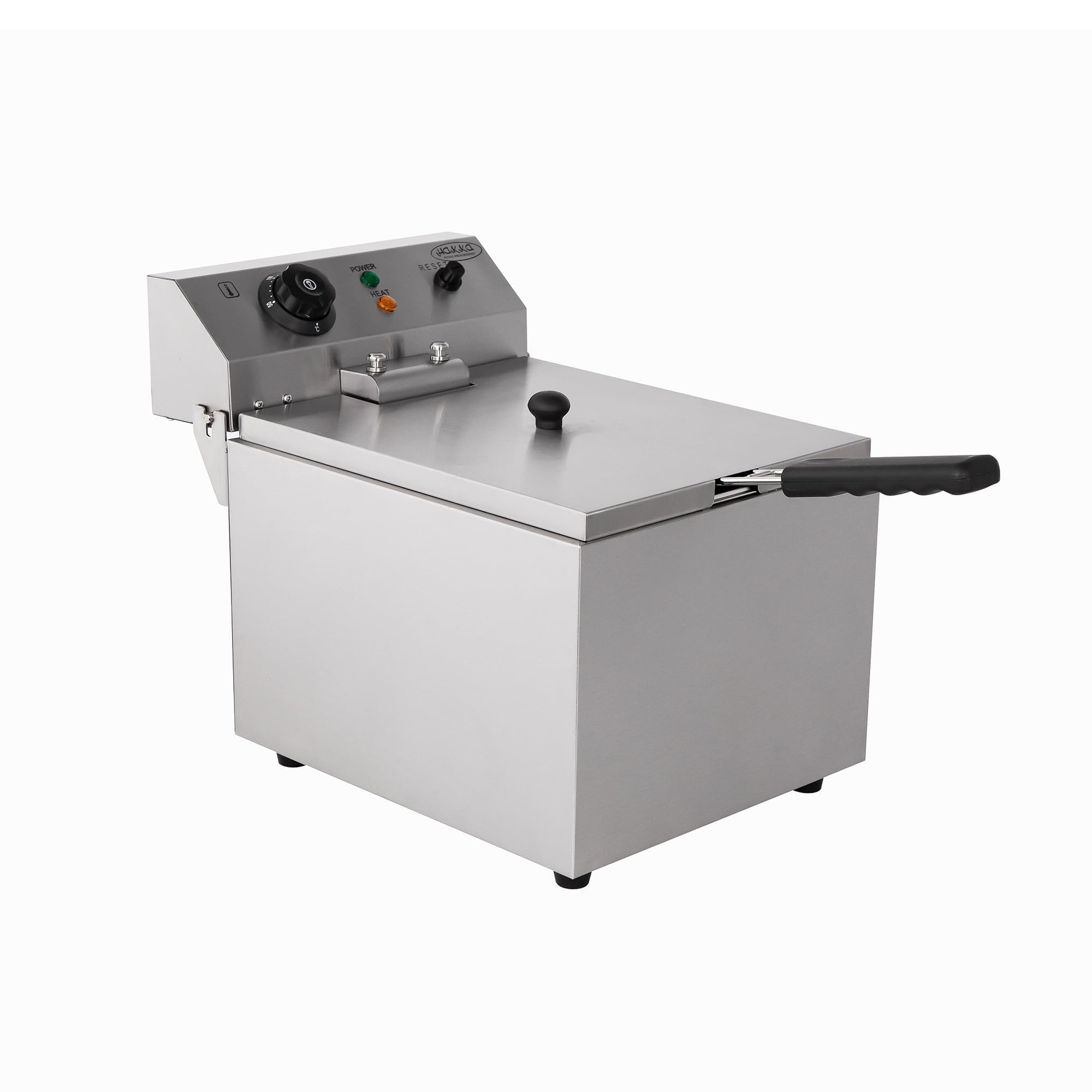 Hakka Friteuses électriques Professionnelles, Grande Capacité 13 L, en Acier Iinoxydable, Avec égouttoir, Panier et Couvercle, Cuve Simple(220V, 3000W)