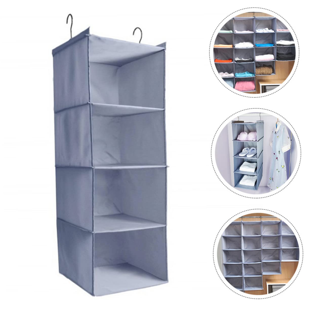 Amosfun Borsa Organizer per Armadio Sospesa in Poliestere 4 Livelli Grigio