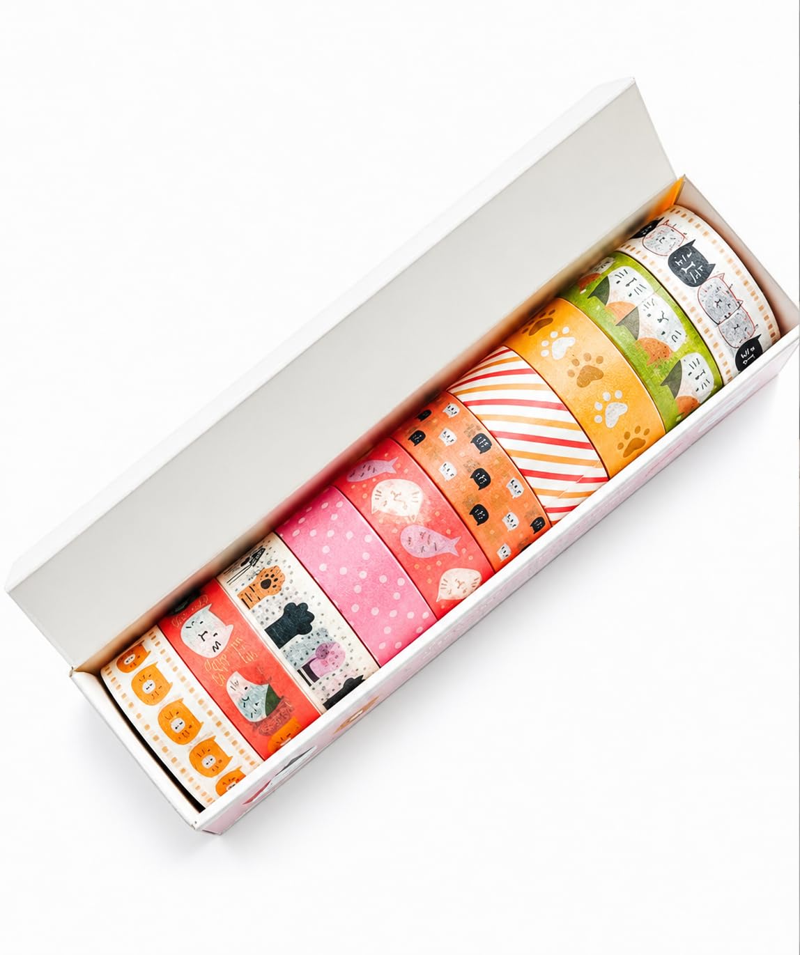 Decorative Washi Tape Set (10 Rolls) – Japanese Masking Paper Tape for Scrapbooking, Bullet Journals, Planners, Gift Wrapping & DIY Crafts (Cat Theme Washi Tape Set)-picture-10