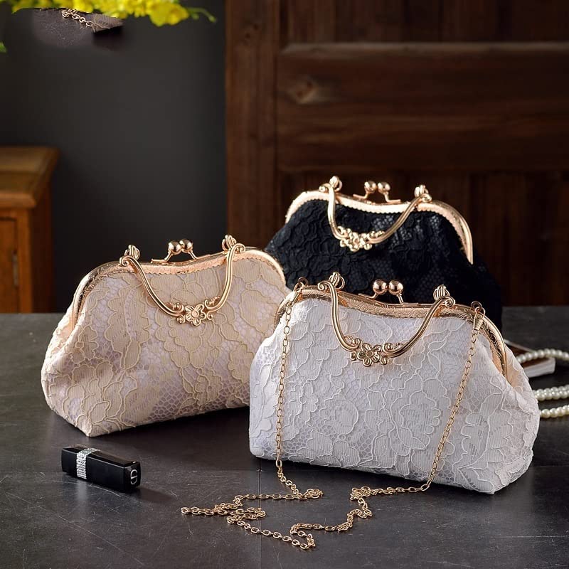 Fashion lace Fairy Retro Embroidery Bag Hanfu Ancient Style Messenger Bag Cheongsam Female Bag Banquet Party Bag Wallet(White)2