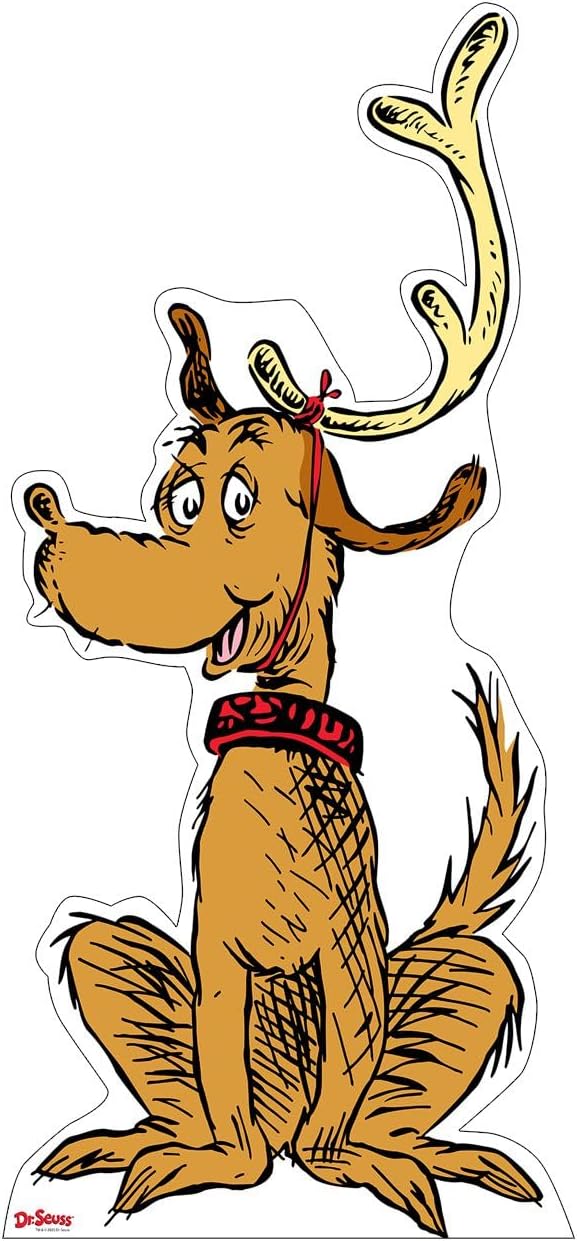 Dr. Seuss The Grinch Max Cardboard Standee – Life Size Grinch Dog Character Cutout Party Decoration for Classrooms, Libraries, and Holiday Parties -Officially Licensed