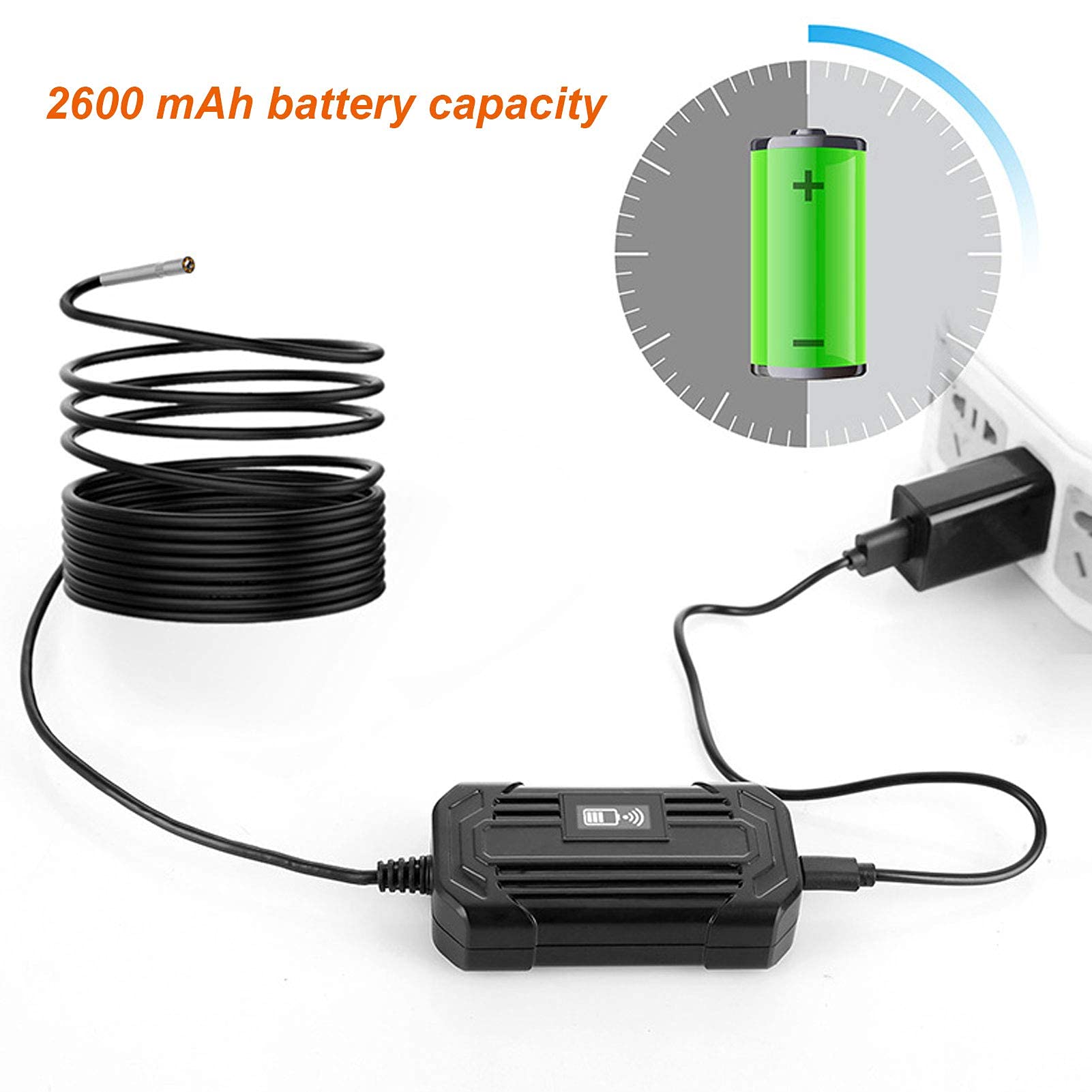 F240 Endoscopio Industriale 3,9 mm 1080P WiFi, Periscopio con 6 Luci LED Regolabili, Batteria 2600mAh, IP67 Impermeabile, per Manutenzione Motore Auto, Elettrica, Drenaggio, Condutture (2m)