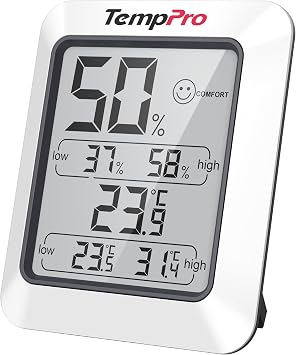 ThermoPro Thermo Pro Hygrometer Digital Thermo-Hygrometer Indoor Thermometer Hygrometer Face Mark Stylish Highest/Lowest Temperature/Humidity Display High Precision Stylish Compact Easy to Read With |          4  TP50  ThermoPro