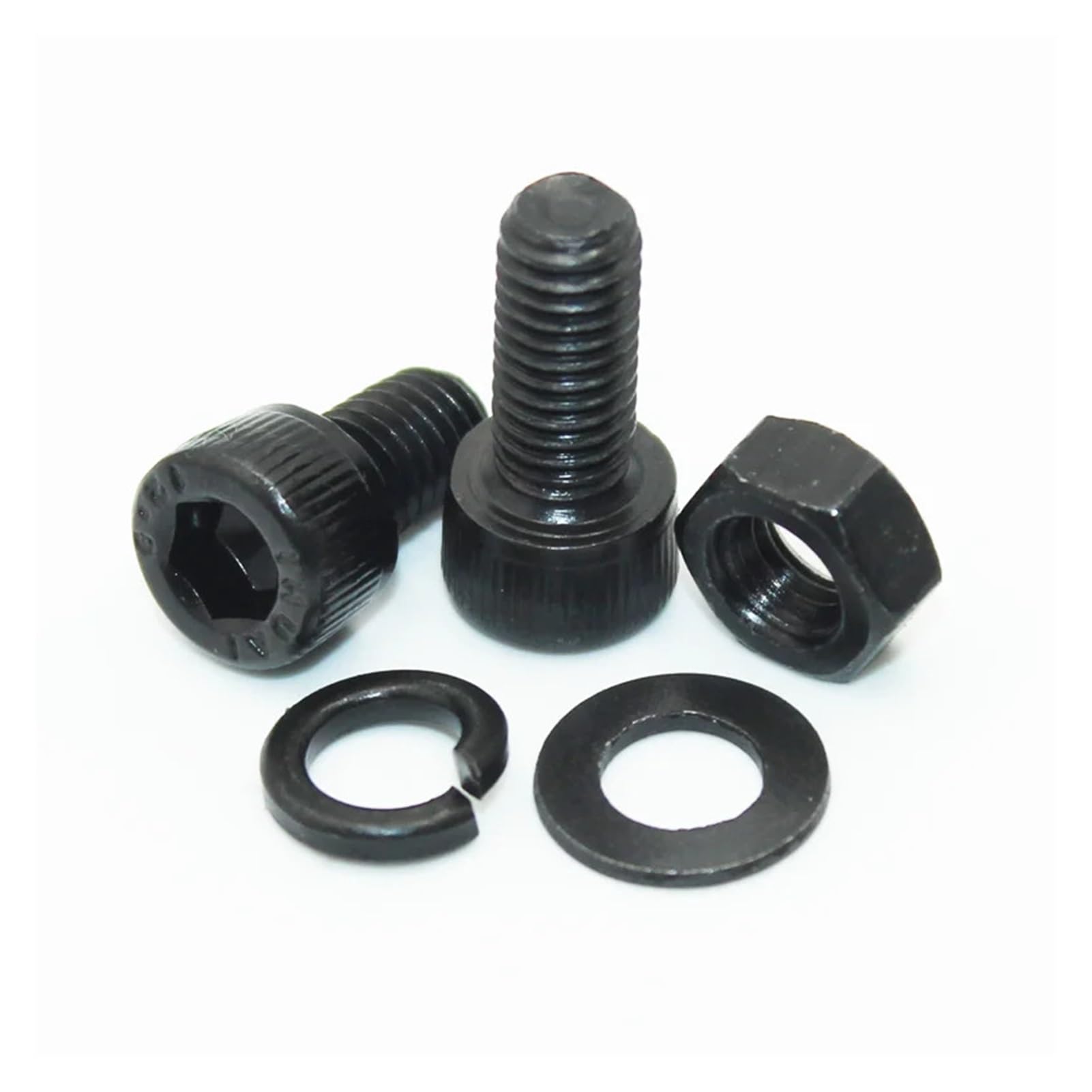 2500p Sechskantschrauben Set mit Innensechskant aus schwarzem Stahl M2 M3 M4 M5 M6 Grad 12,9 DIN912 Bolzen Muttern Unterlegscheiben Sortiment (Sockel 2220 Stück)