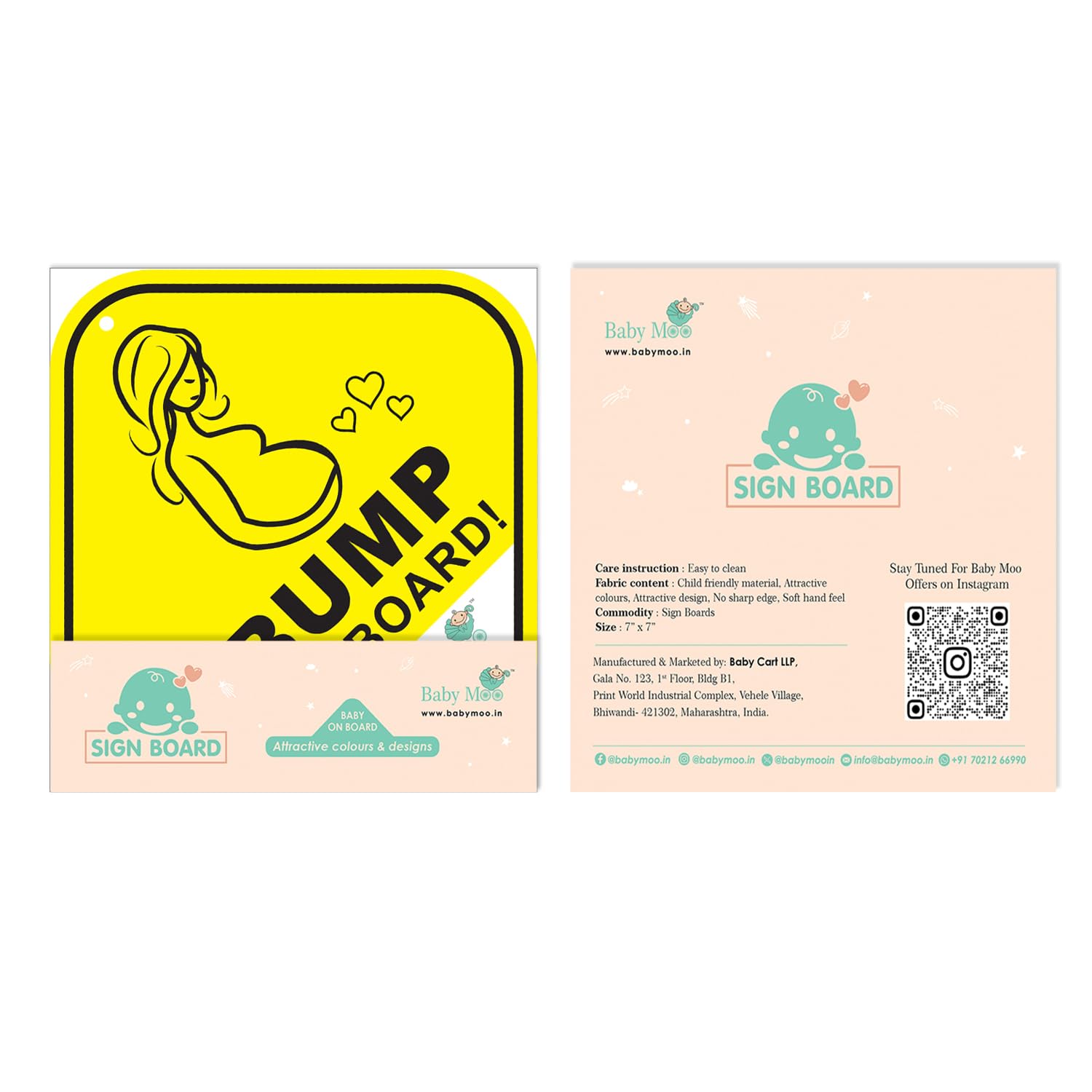 BabyMoo Mama On Board Pregnancy Safety Sign for Car with Vacuum Suction Cup Clip Yellow -Weatherproof Car Decal-Adorable Design for Maximum Attention-Enhance Road Visibility-Easy to Apply and Residue - Image 5 thumbnail