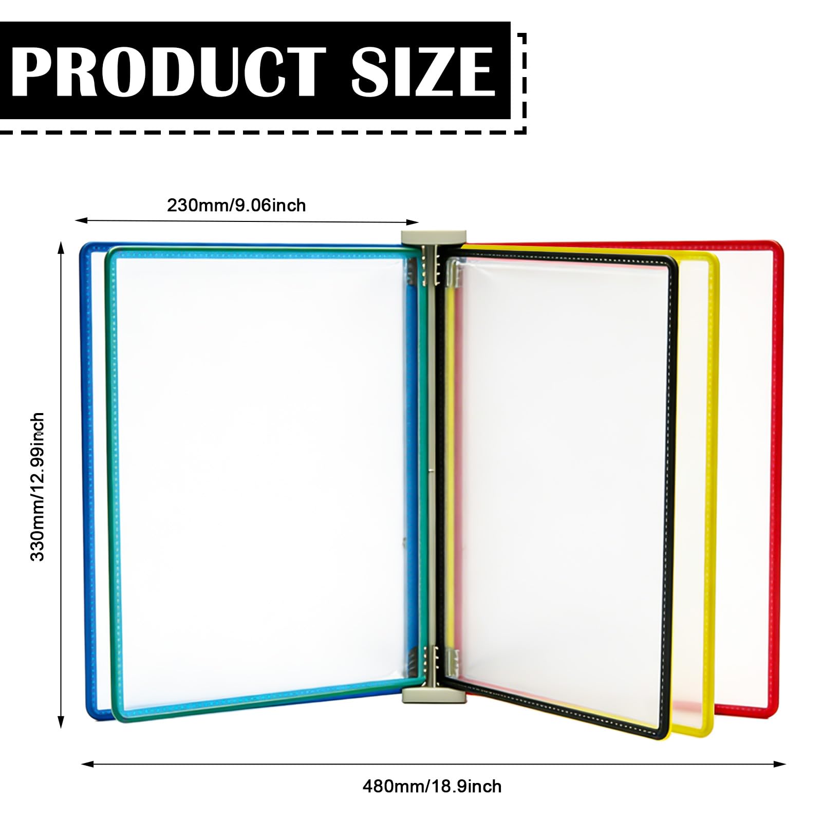 PORFOYO Système De Référence Mural: Système De Porte Document Mural, 5 Panneaux Double Face, Format Lettre A4, Support Kit Murals Document Métal Pour Publicité, Menu, Consultation, Présentation