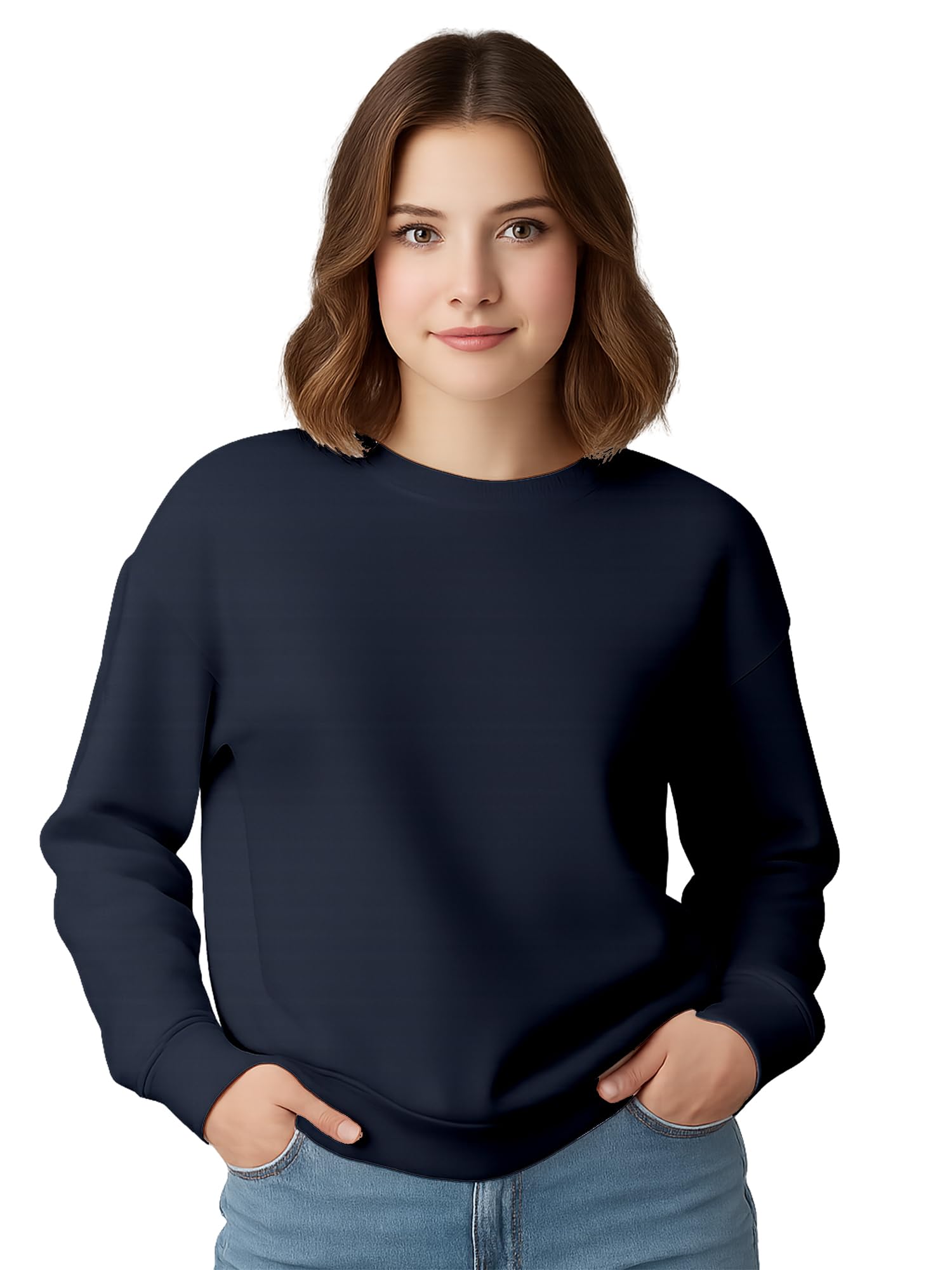 Amazon Brand - Anarva Women’s Premium Cotton Fleece Sweatshirt | Soft Warm Winter Wear | Casual Regular Fit Pullover Girl's Top for Daily Use-image-17