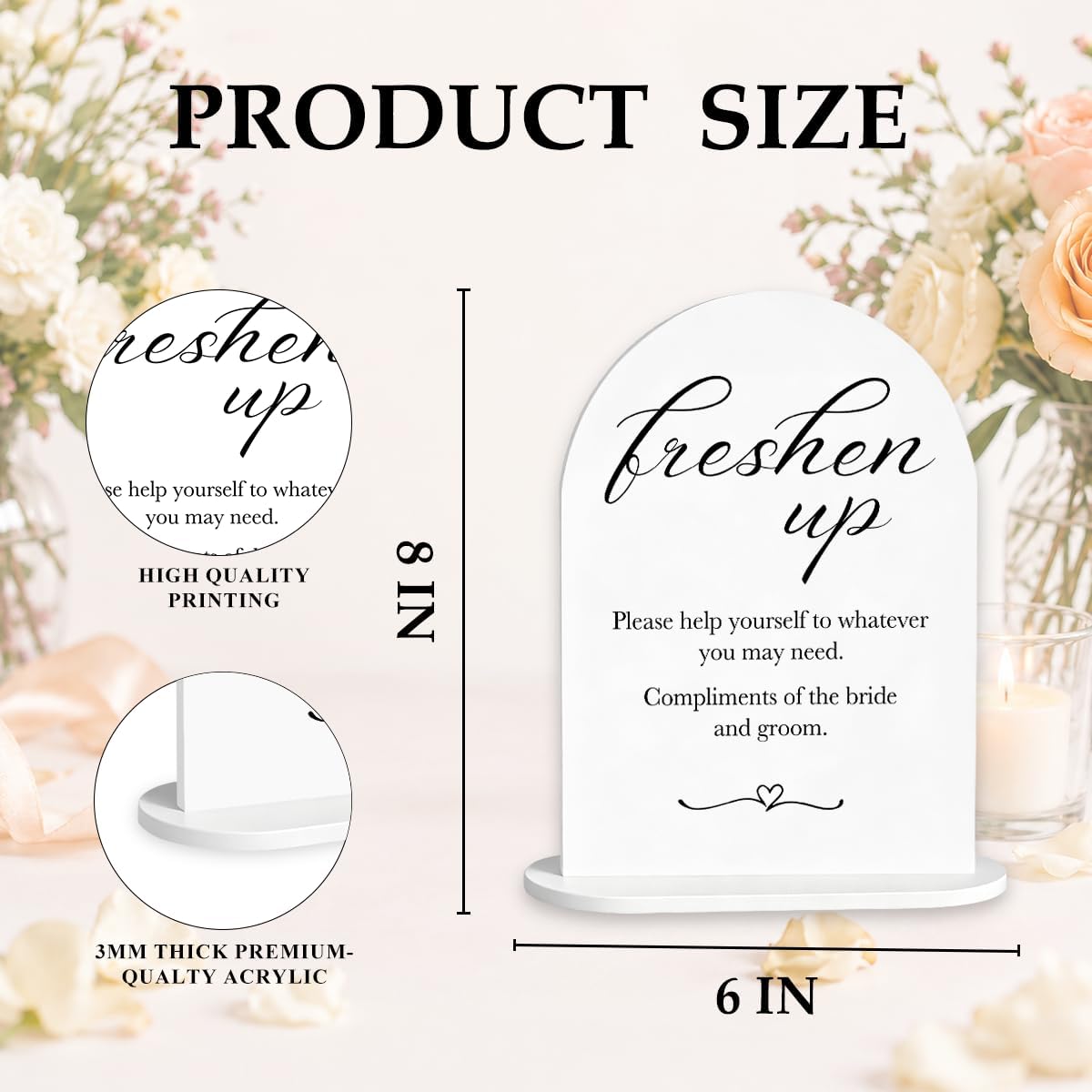 Freshen Up Sign, Acrylic Wedding Bathroom Basket Signs, Bridal Shower Decor image 2