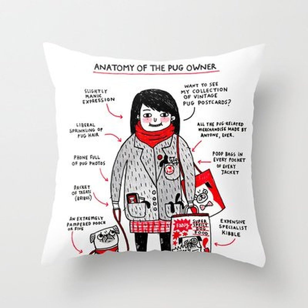 Busy Deals New Anatomy Of The Pug Owner Pillowcase Home Decoration pillowcase covers