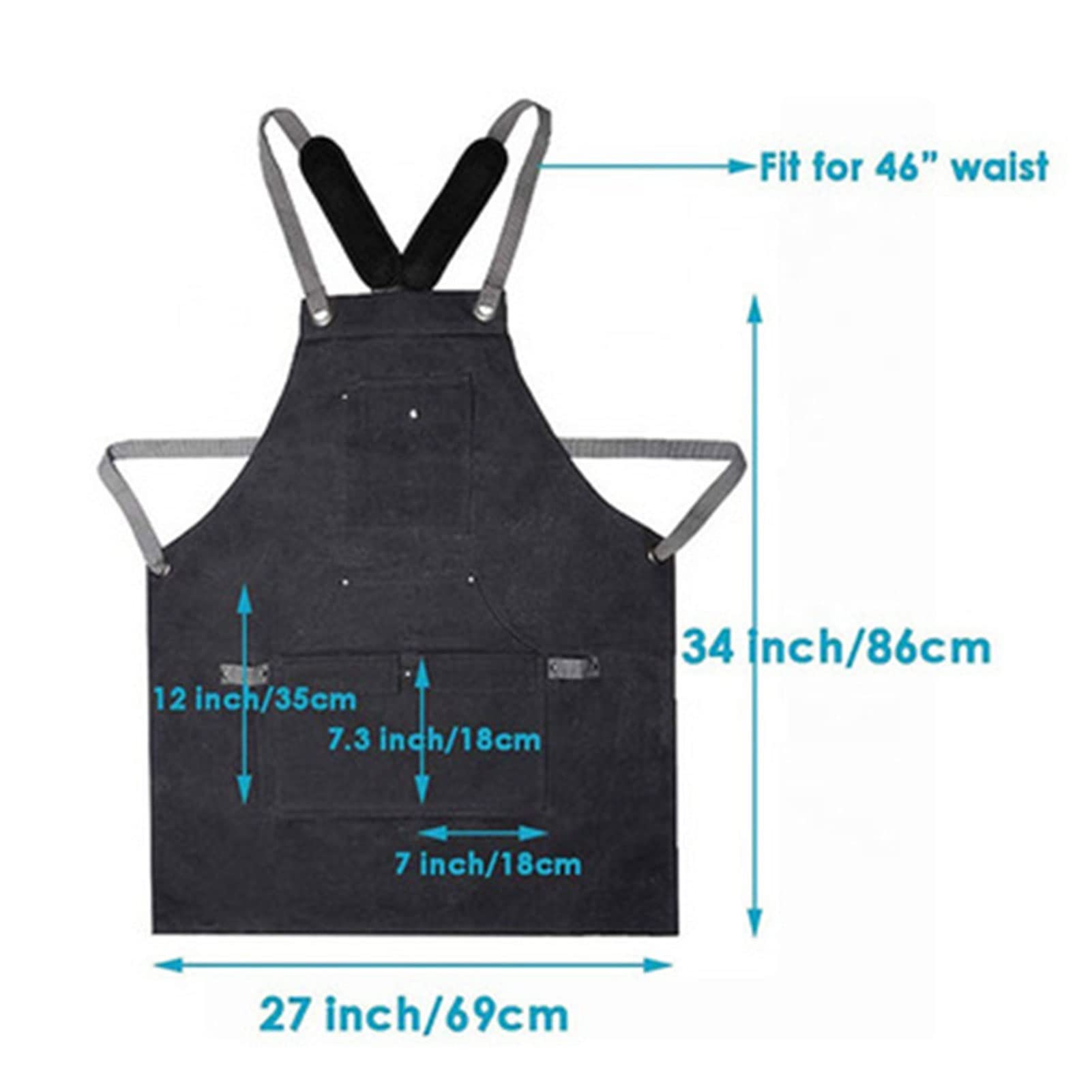 Generico Grembiule Jeans, Grembiule Da Lavoro Multifunzionale Regolabile, Sii ApplicabileFalegname Tatuatore Fabbro Pittore Barista, Design A Tracolla
