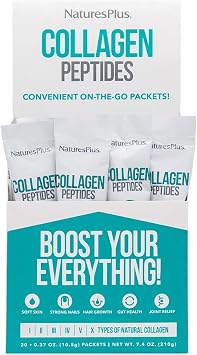 NaturesPlus Collagen Peptides - 20 Stick Packets - Hair, Skin, Nail & Joint Health, Immune System Support - Non-GMO, Gluten Free - 20 Servings