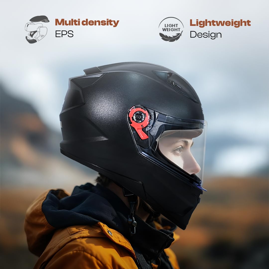 STUDDS Raider Street ISI Certified Full Face Helmet for Men and Women with Clear Visor (Black - XL) - Image 5 thumbnail